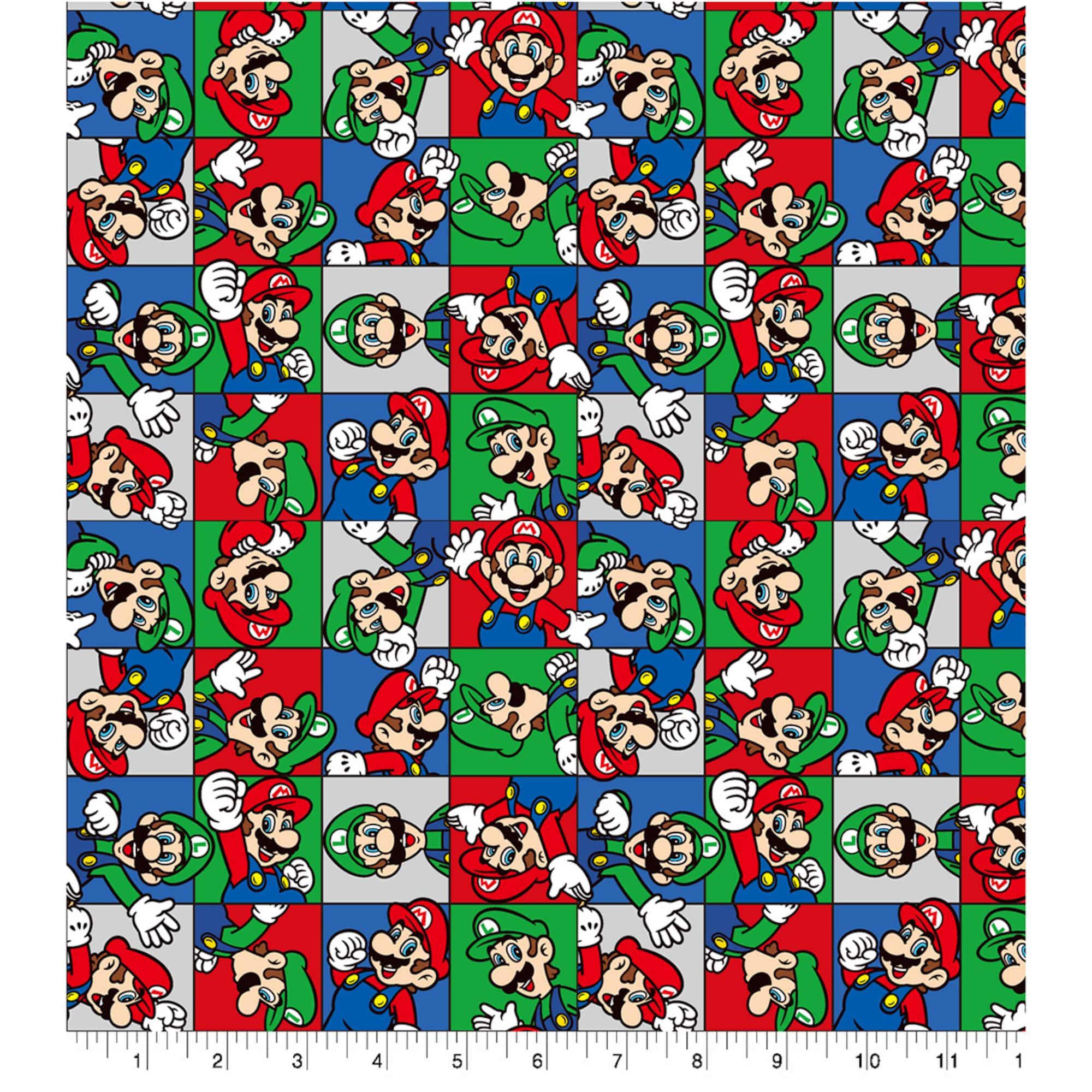 Nintendo® Mario Bros.™ Character Grid Cotton Fabric